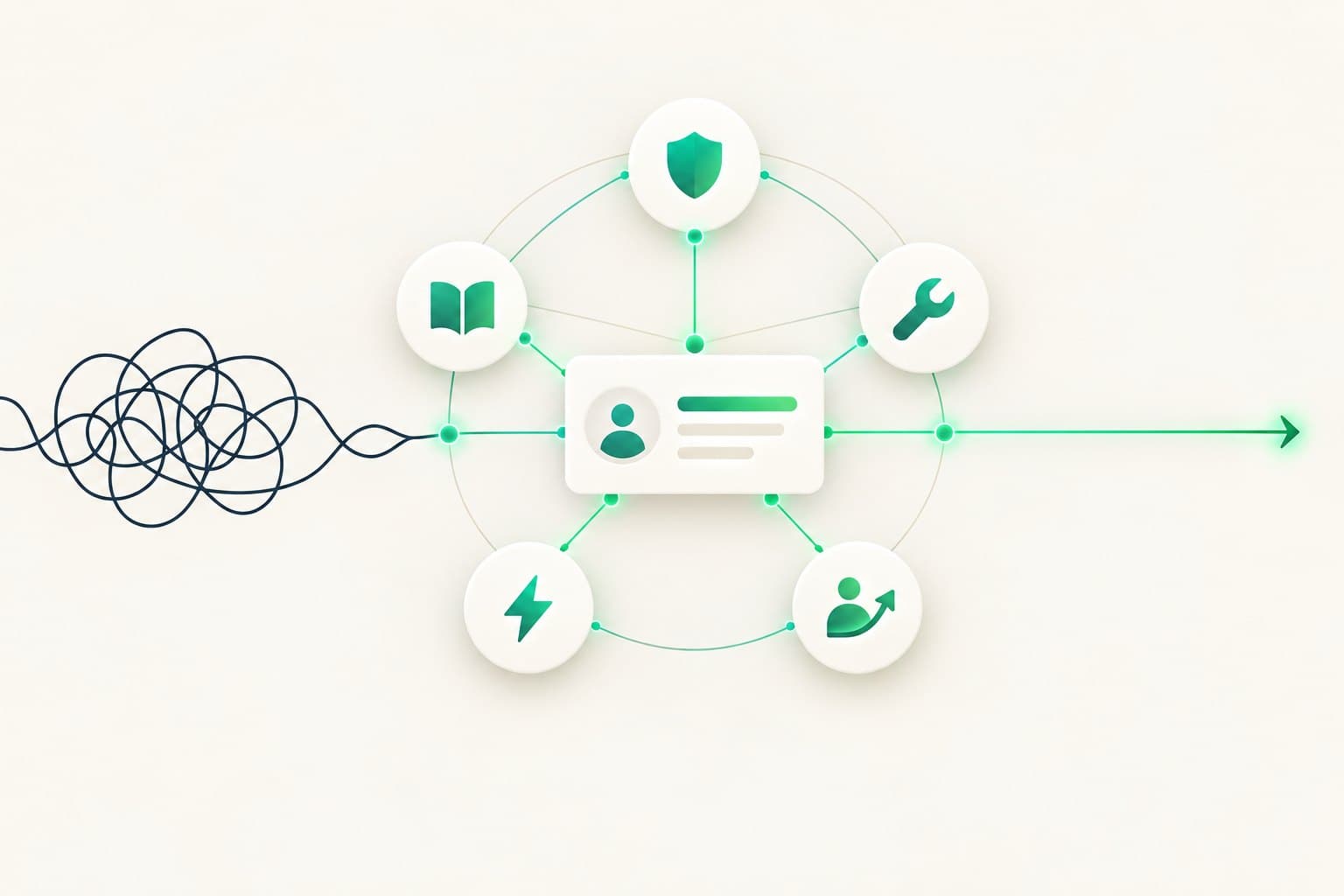 A mesh of specialized AI agents turning a tangled customer request into a clean resolution