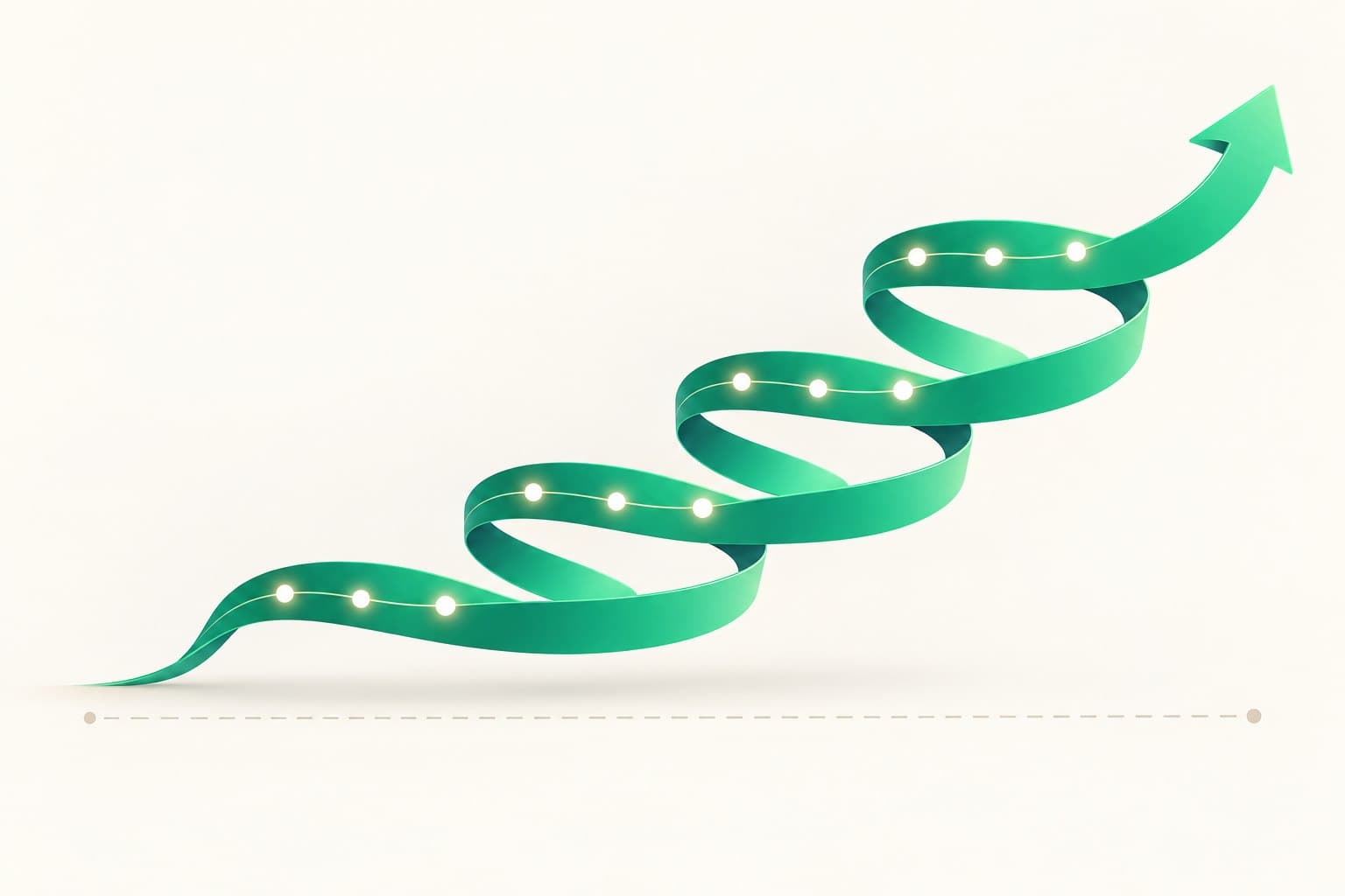 An upward spiral illustrating continuous improvement compounding with every cycle