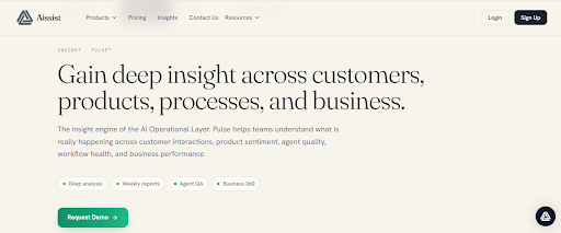 Website homepage for Aissist software.